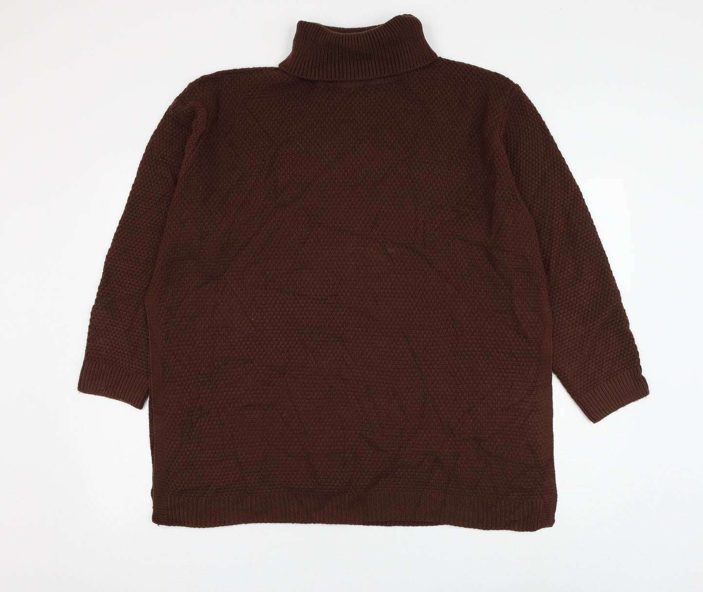 SheIn Womens Brown Roll Neck Acrylic Pullover Jumper Size 2XL