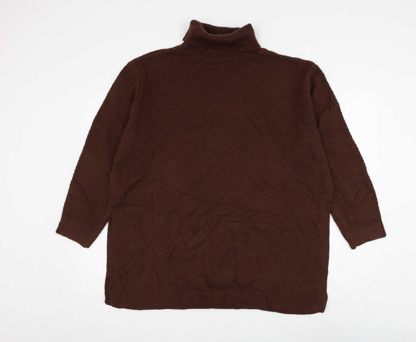 SheIn Womens Brown Roll Neck Acrylic Pullover Jumper Size 2XL