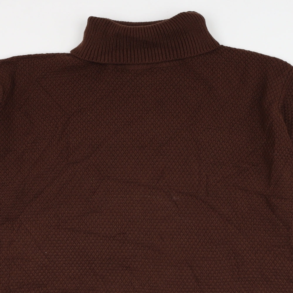 SheIn Womens Brown Roll Neck Acrylic Pullover Jumper Size 2XL