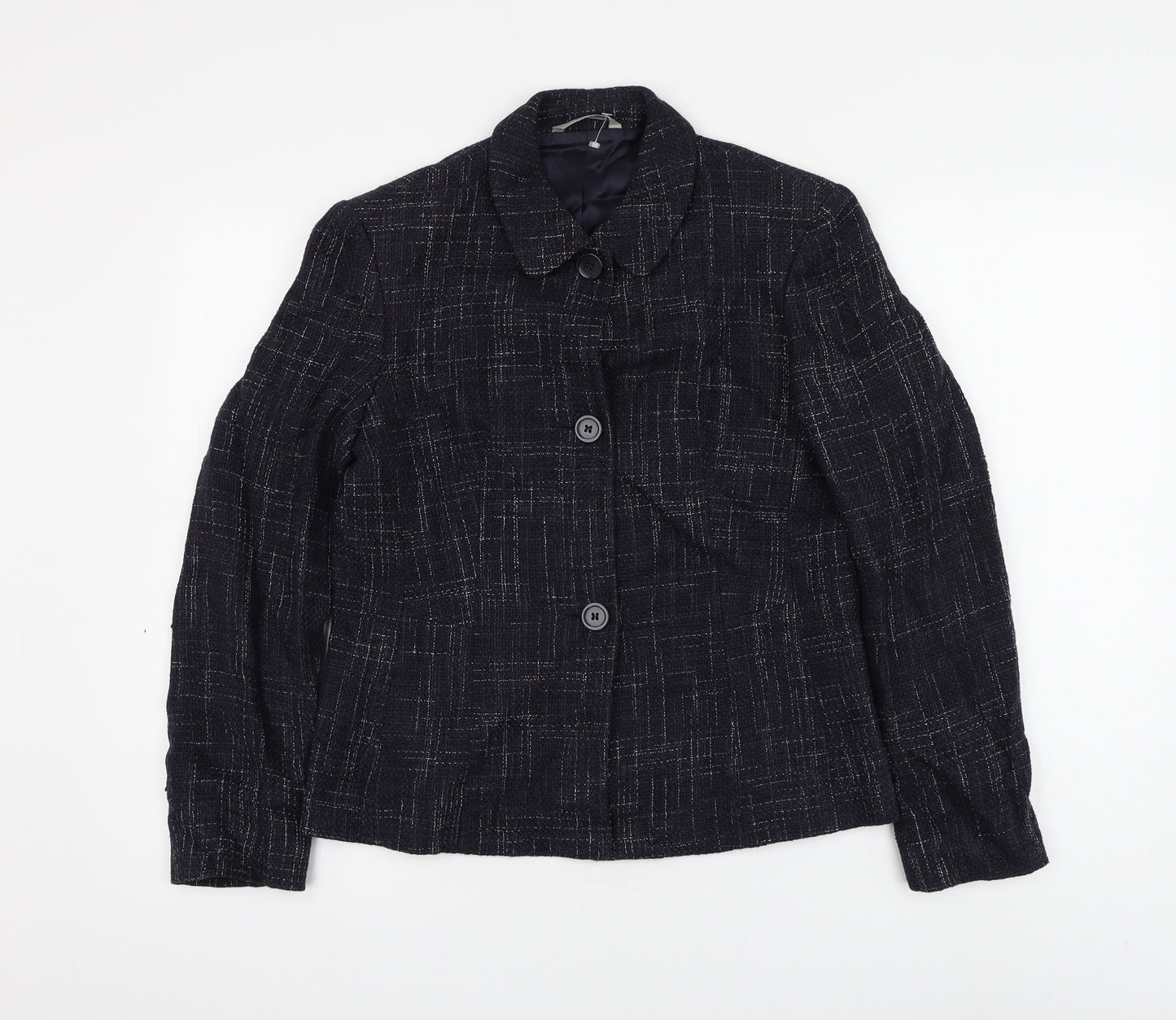 Marks and Spencer Womens Blue Check Jacket Blazer Size 10 Button