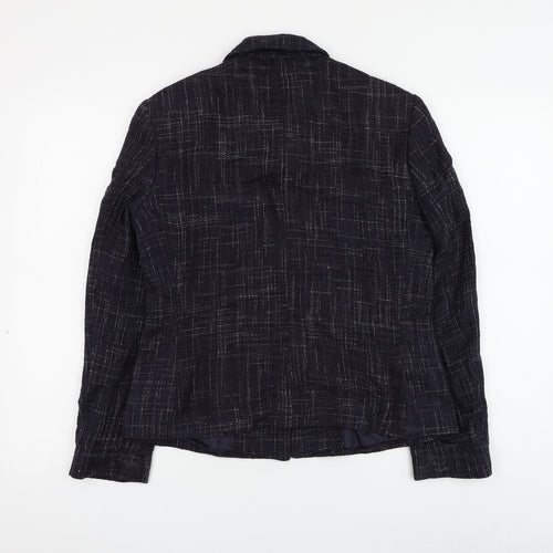 Marks and Spencer Womens Blue Check Jacket Blazer Size 10 Button