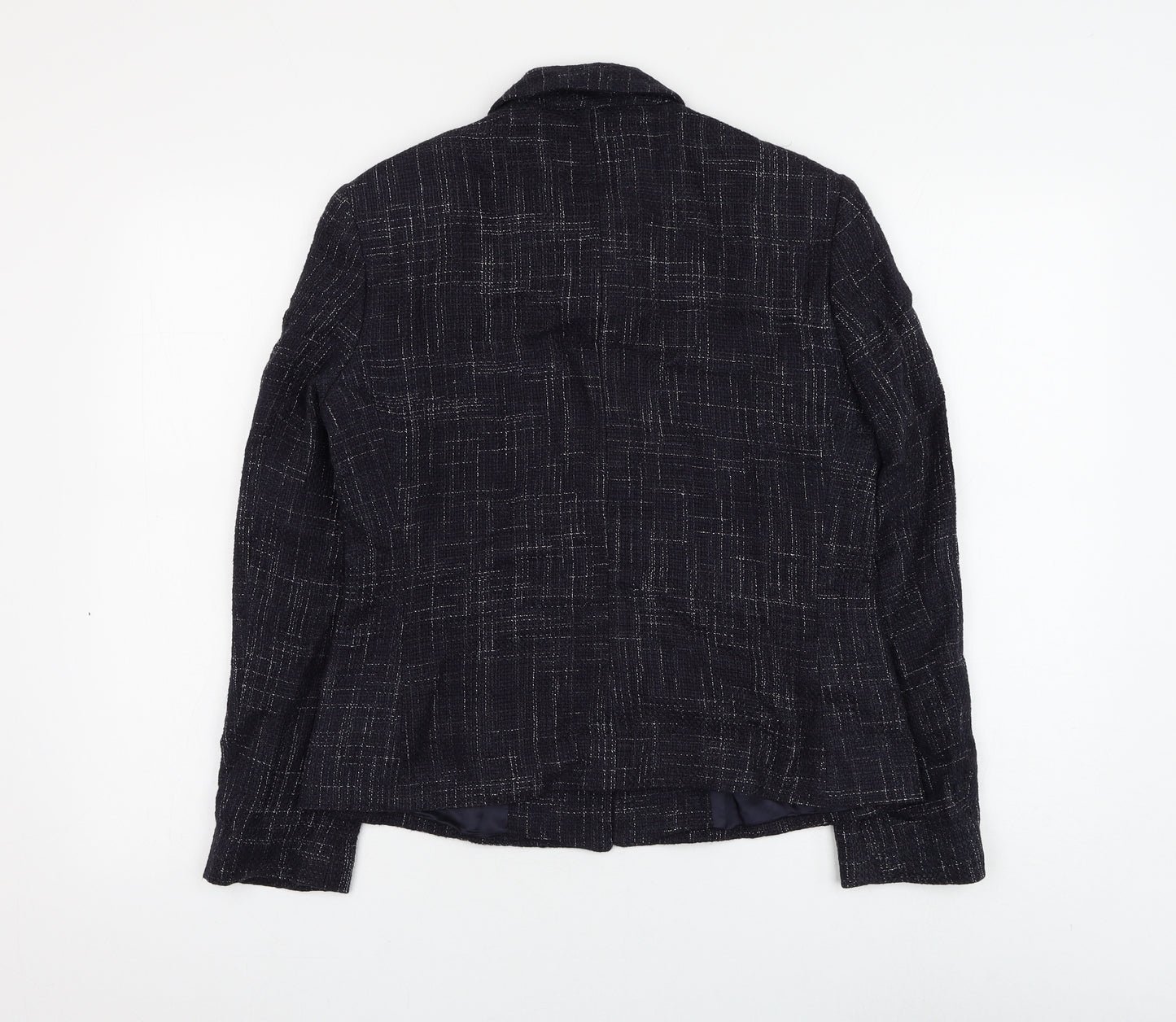 Marks and Spencer Womens Blue Check Jacket Blazer Size 10 Button