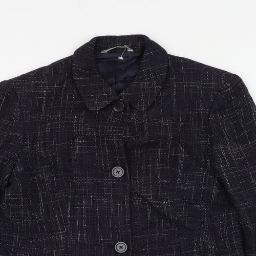 Marks and Spencer Womens Blue Check Jacket Blazer Size 10 Button