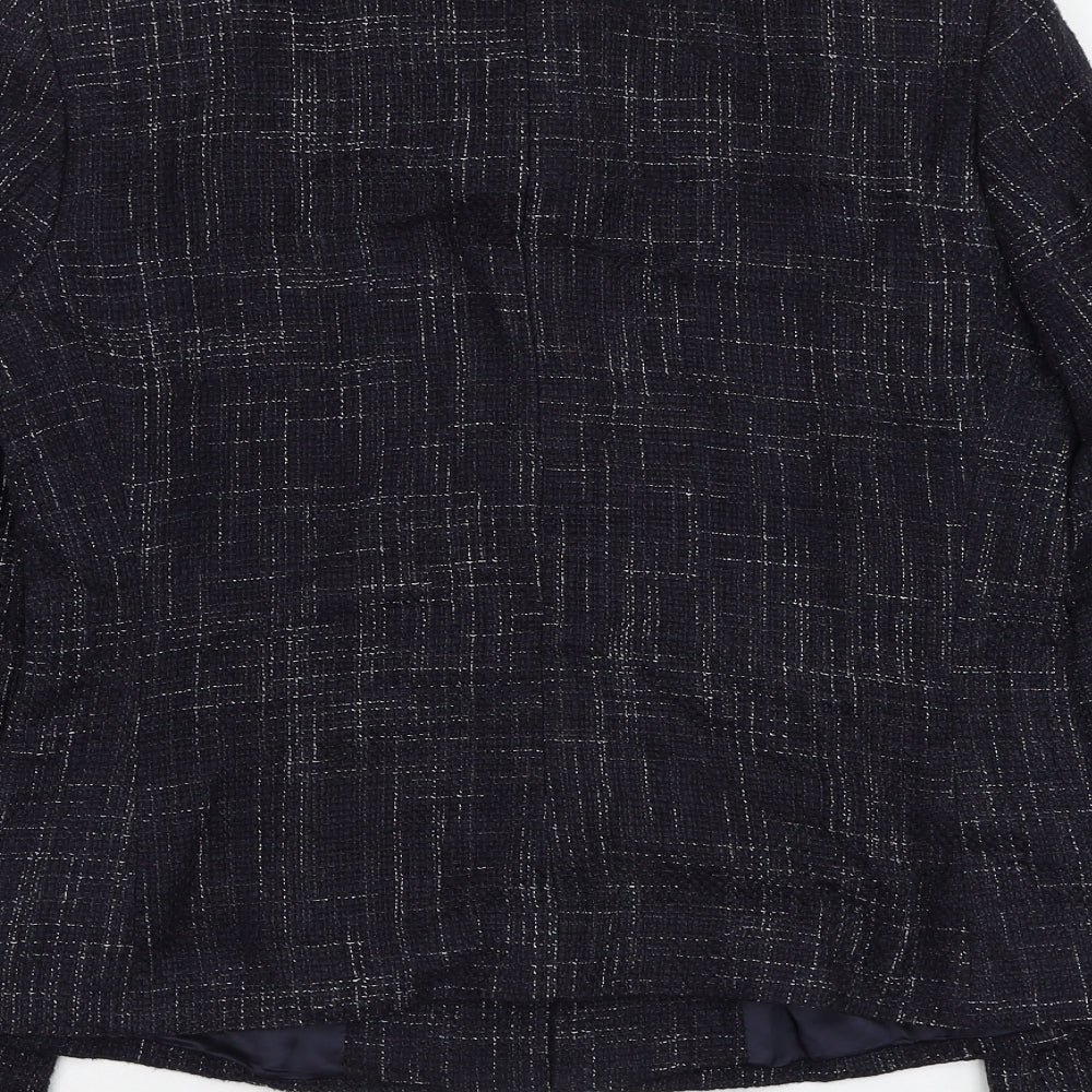 Marks and Spencer Womens Blue Check Jacket Blazer Size 10 Button