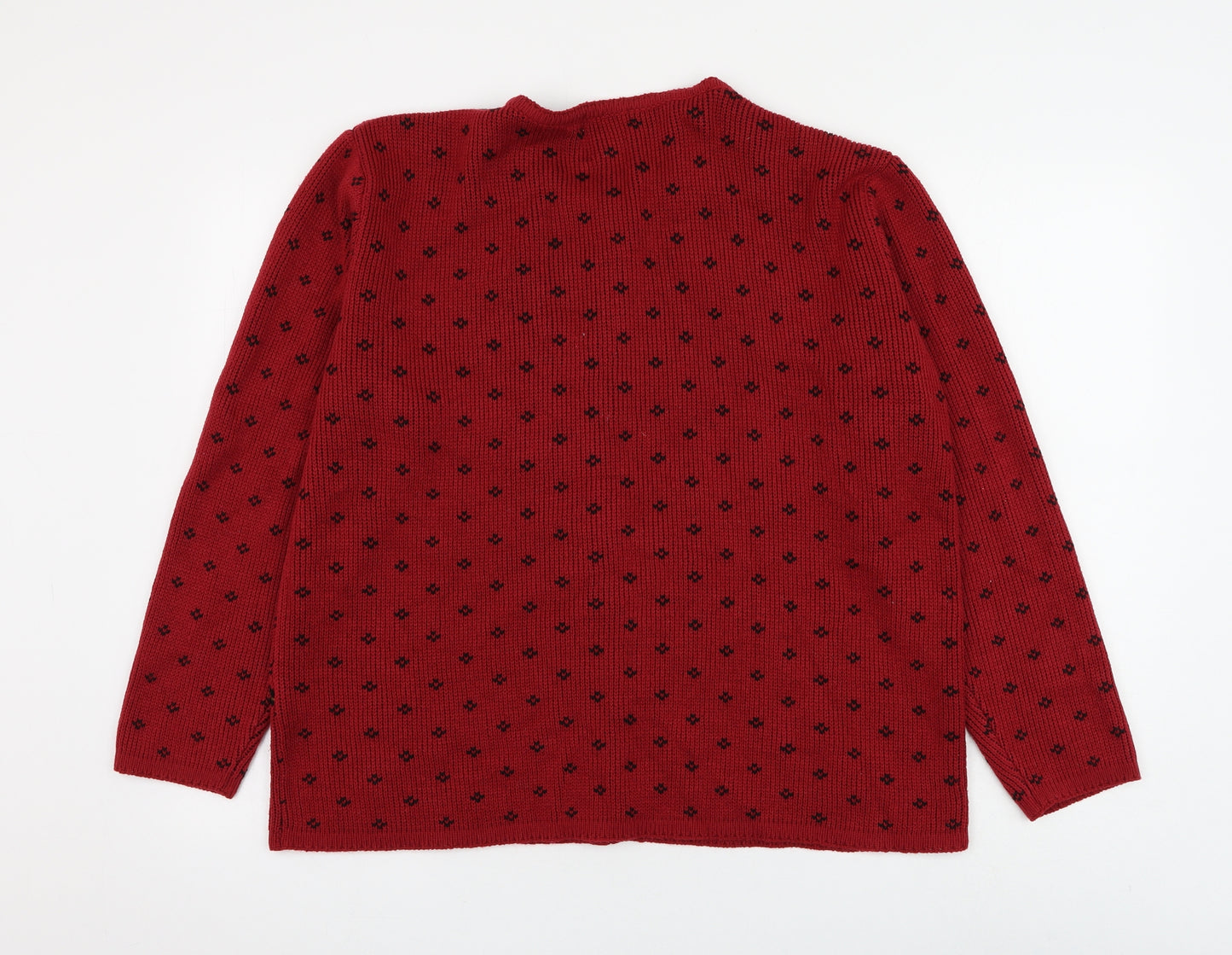 Damart Womens Red Round Neck Acrylic Cardigan Jumper Size 18
