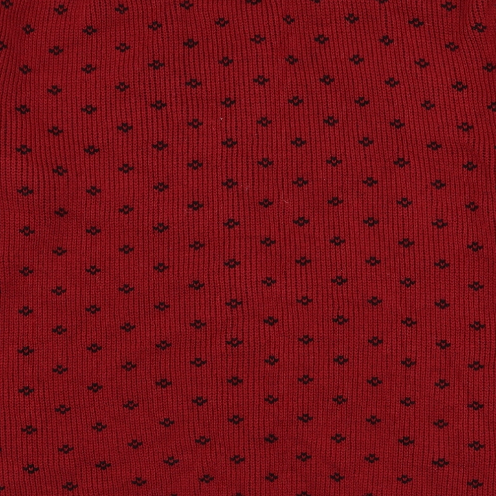 Damart Womens Red Round Neck Acrylic Cardigan Jumper Size 18
