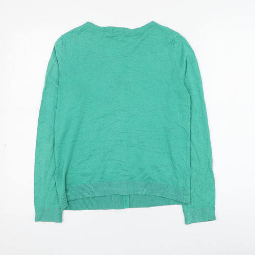 H&M Womens Green Round Neck Cotton Cardigan Jumper Size S