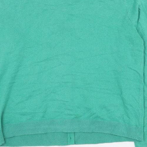 H&M Womens Green Round Neck Cotton Cardigan Jumper Size S