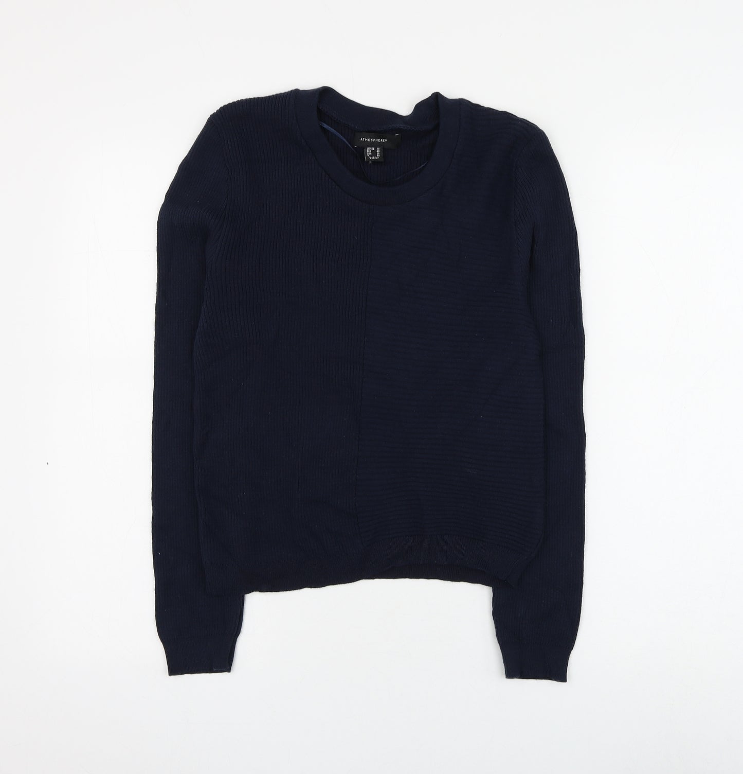 Atmosphere Womens Blue Round Neck Cotton Pullover Jumper Size 18