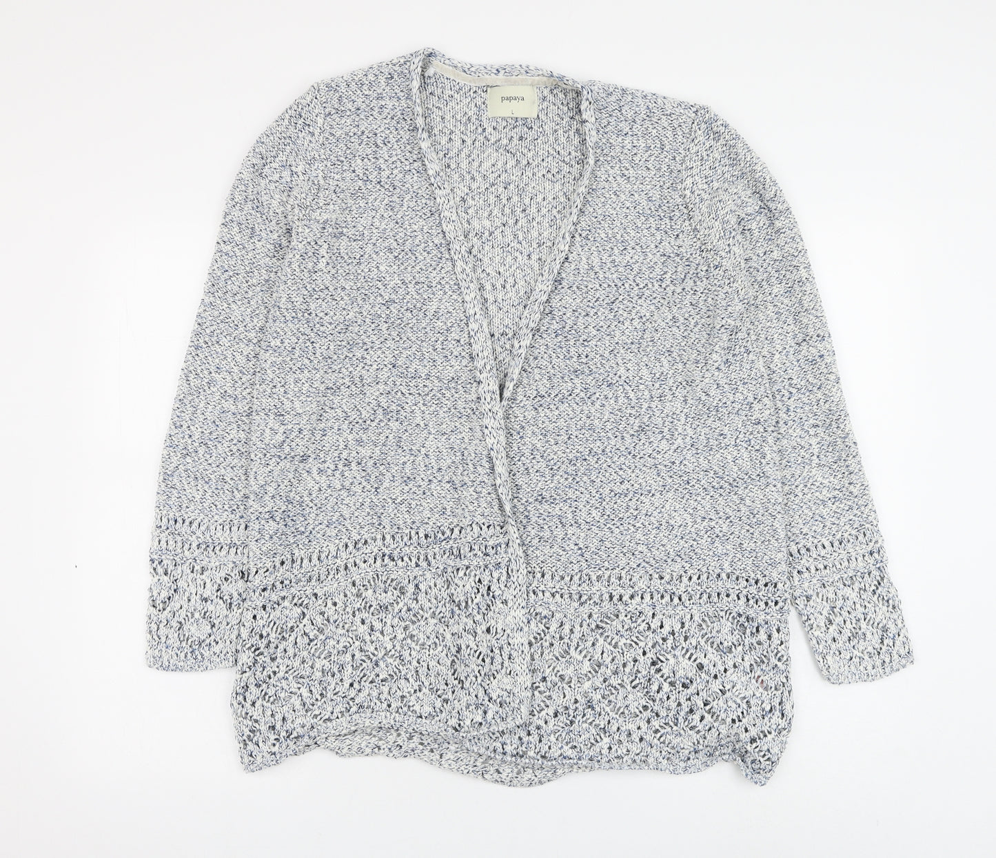 Papaya Womens Blue V-Neck Cotton Cardigan Jumper Size L