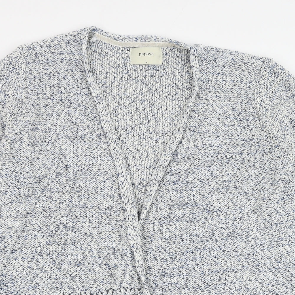 Papaya Womens Blue V-Neck Cotton Cardigan Jumper Size L
