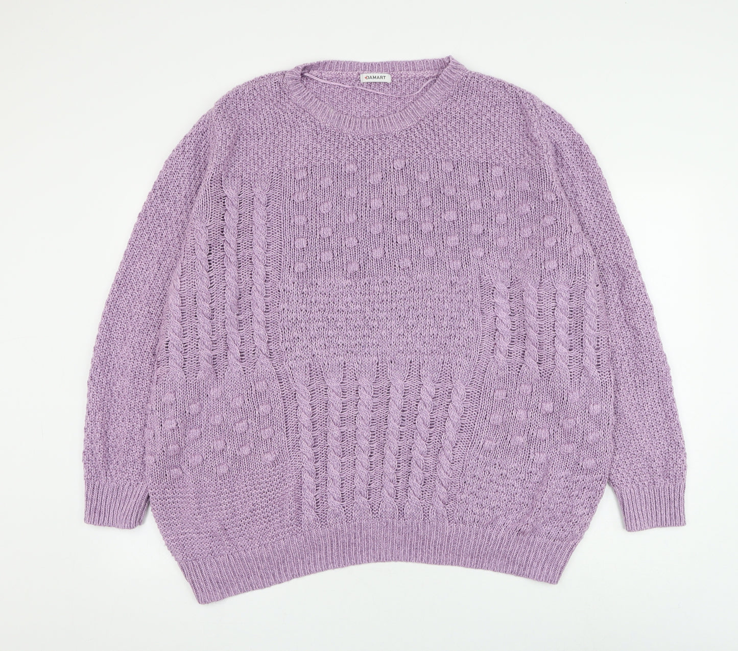Damart Womens Purple Round Neck Acrylic Pullover Jumper Size 26