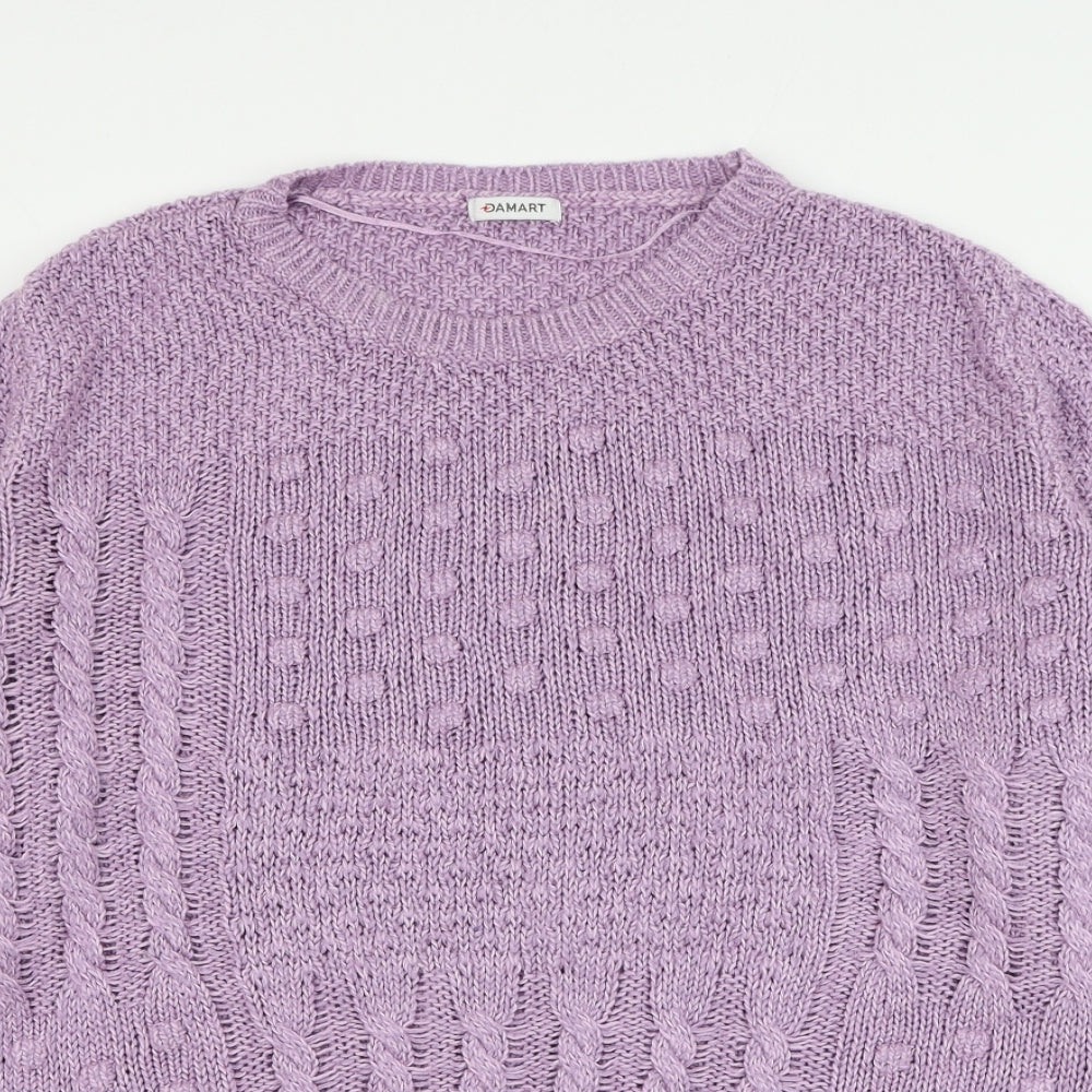 Damart Womens Purple Round Neck Acrylic Pullover Jumper Size 26