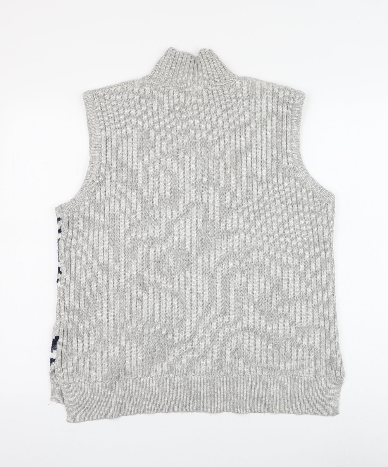 Marks and Spencer Mens Grey High Neck Geometric Polyester Vest Jumper Size L