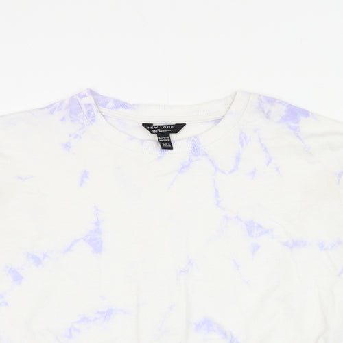 New Look Girls White Geometric Cotton Pullover Sweatshirt Size 14-15 Years Pullover - Tie Dye