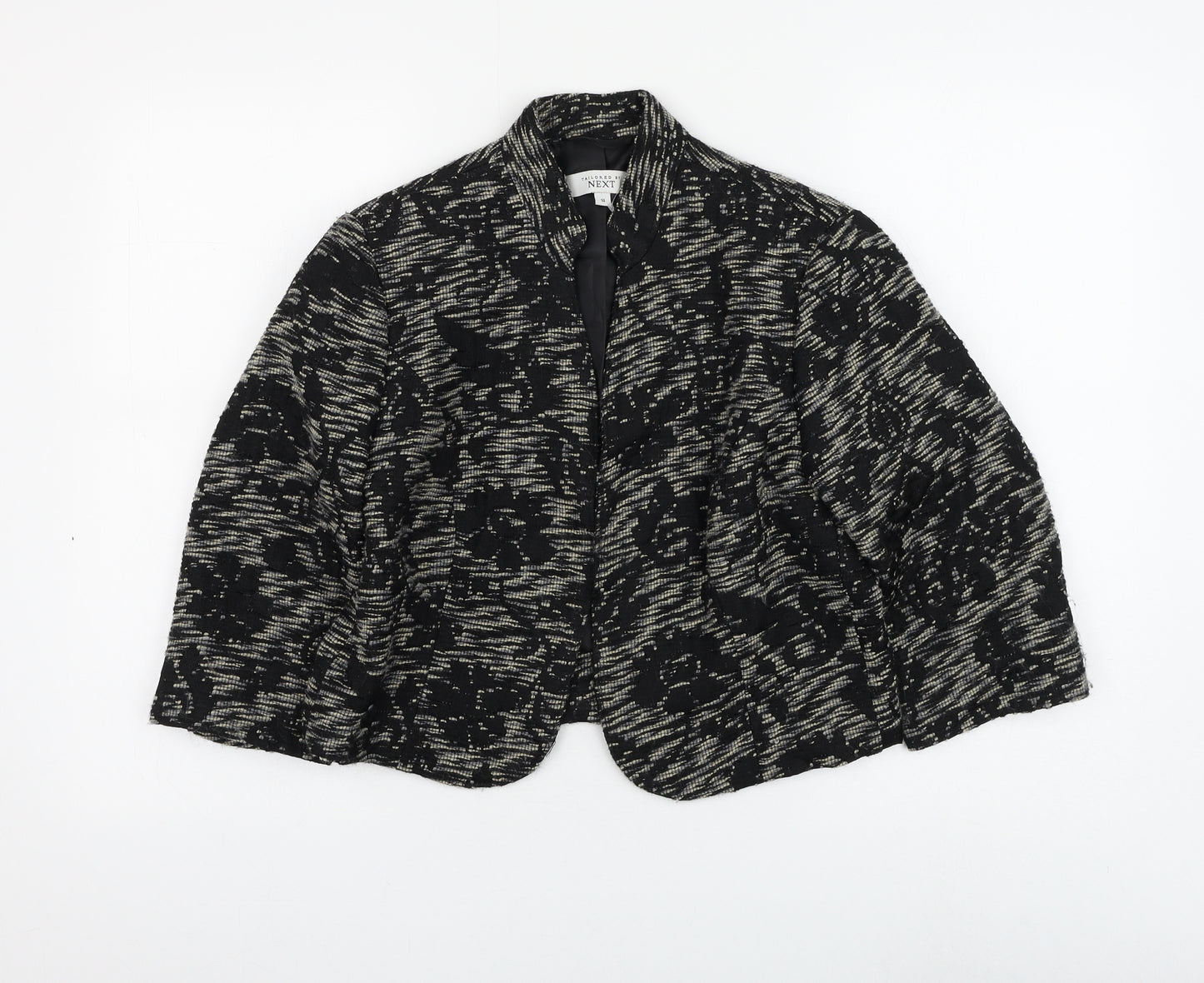 NEXT Womens Black Floral Jacket Blazer Size 14 Hook & Loop