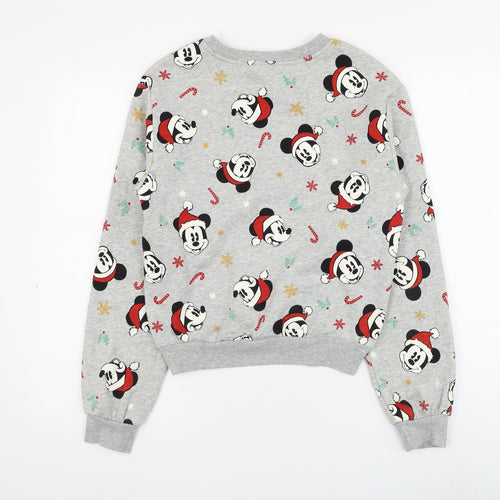H&M Womens Grey Geometric Cotton Pullover Sweatshirt Size XS Pullover - Mickey Mouse