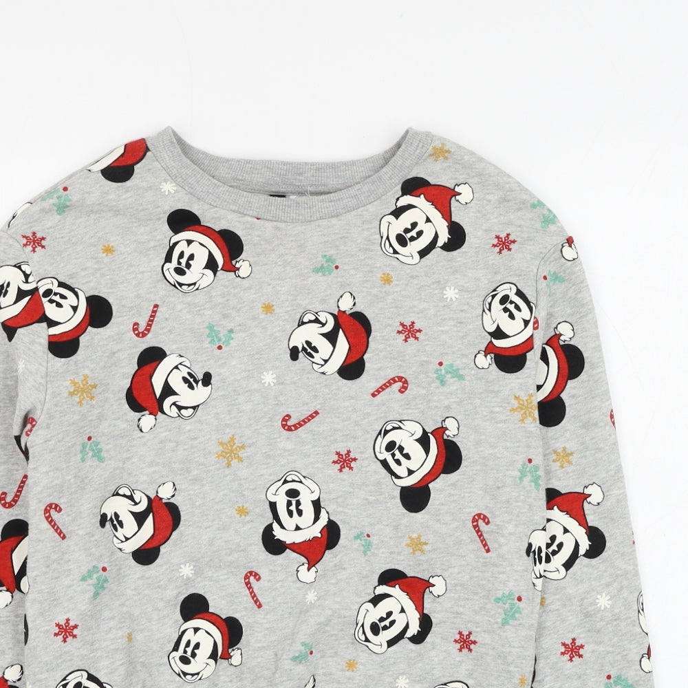 H&M Womens Grey Geometric Cotton Pullover Sweatshirt Size XS Pullover - Mickey Mouse