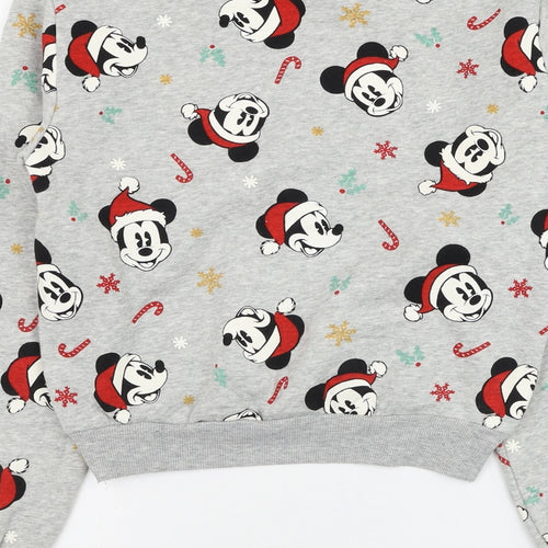 H&M Womens Grey Geometric Cotton Pullover Sweatshirt Size XS Pullover - Mickey Mouse