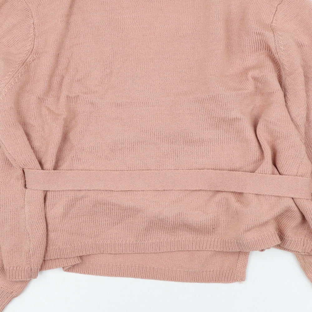 Threadable Womens Pink V-Neck Acrylic Wrap Jumper Size 14