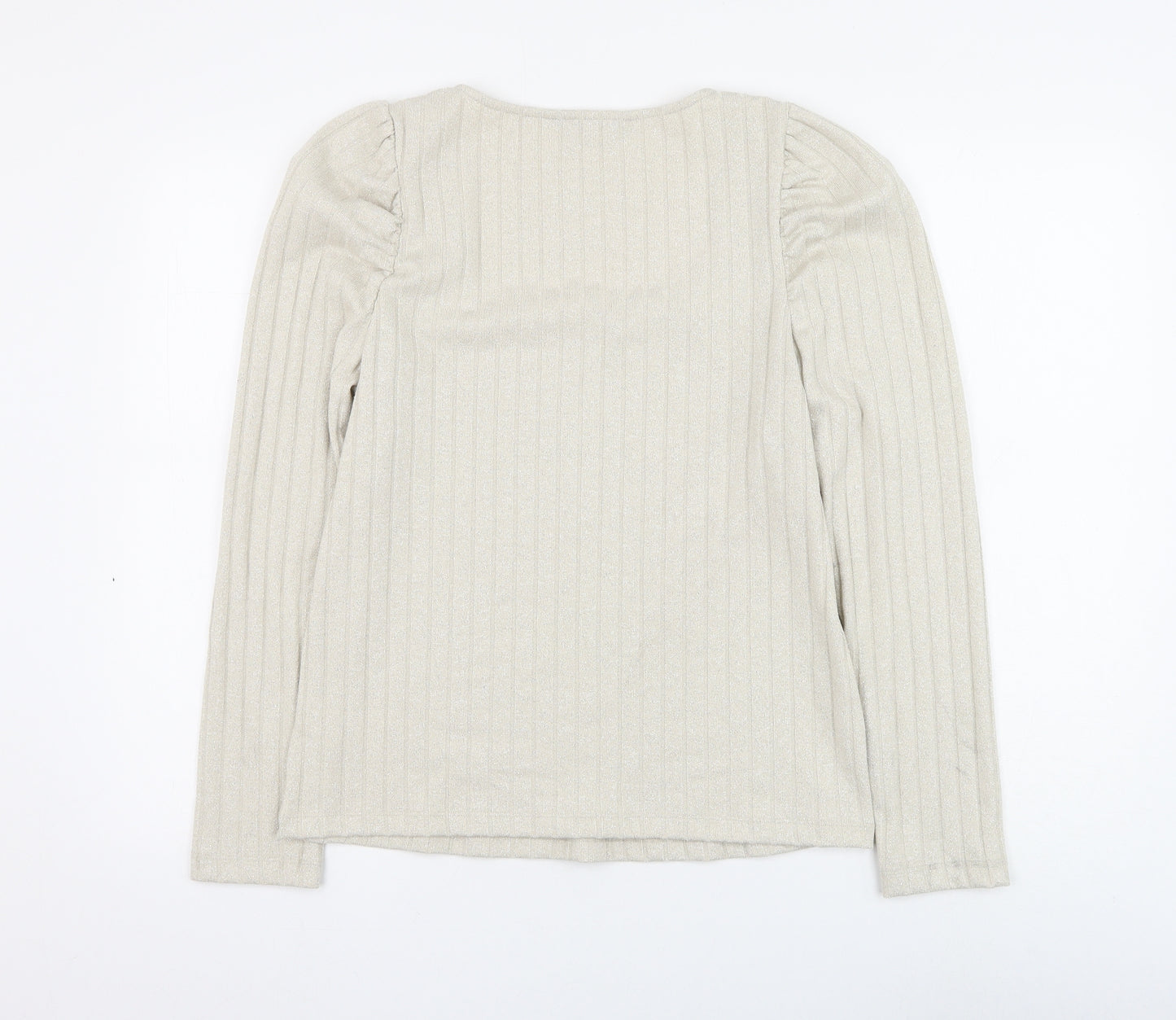 F&F Womens Silver Polyester Basic Blouse Size 14 Square Neck