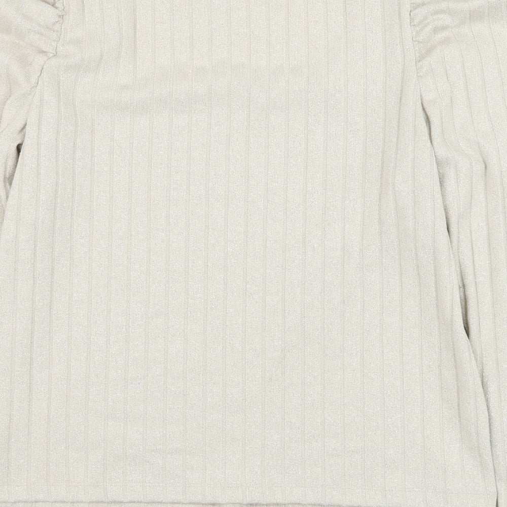 F&F Womens Silver Polyester Basic Blouse Size 14 Square Neck