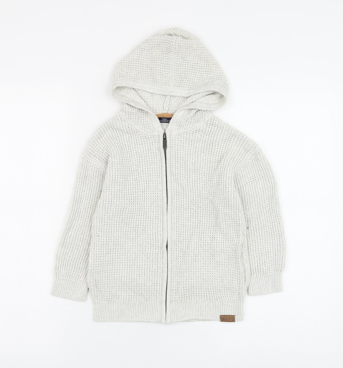 NEXT Boys White Round Neck Cotton Full Zip Jumper Size 3-4 Years Zip