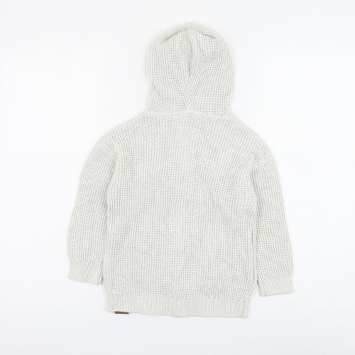 NEXT Boys White Round Neck Cotton Full Zip Jumper Size 3-4 Years Zip