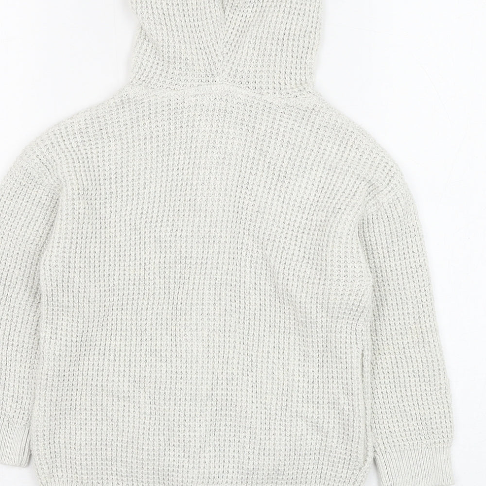 NEXT Boys White Round Neck Cotton Full Zip Jumper Size 3-4 Years Zip