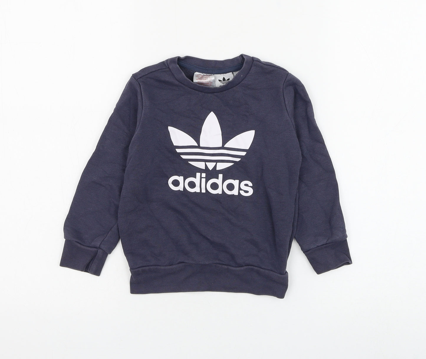 adidas Boys Blue Cotton Pullover Sweatshirt Size 2-3 Years Pullover