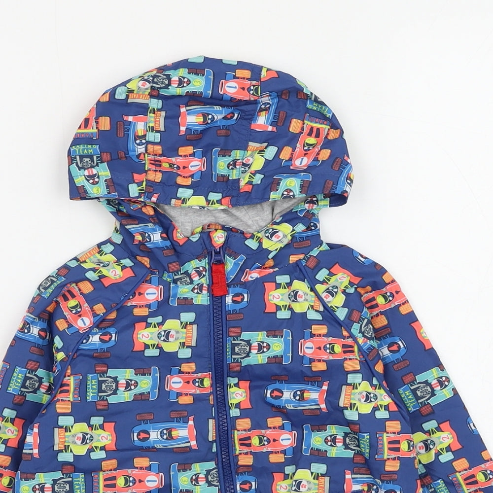 TU Boys Blue Geometric Rain Coat Coat Size 18-24 Months Zip - Race Car