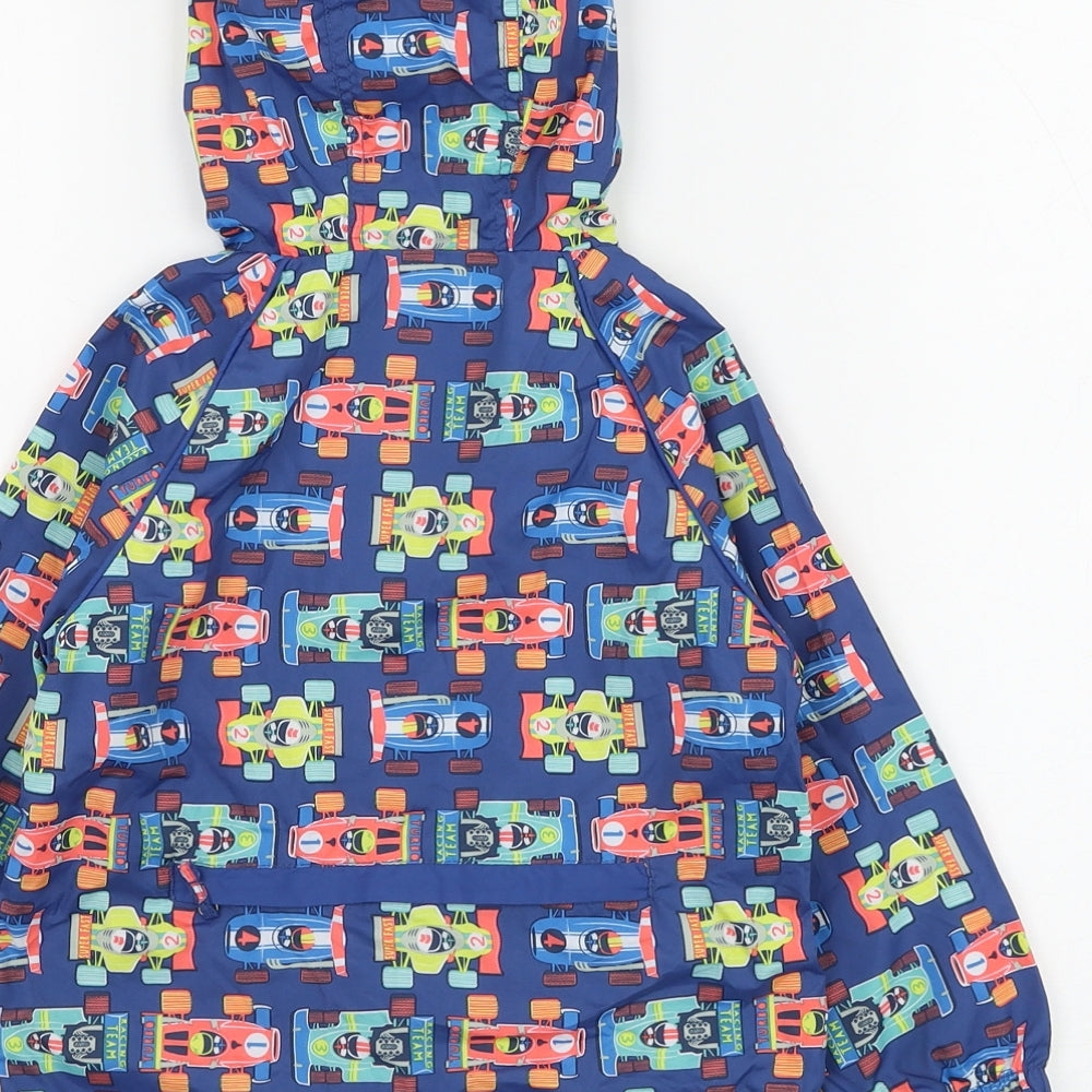 TU Boys Blue Geometric Rain Coat Coat Size 18-24 Months Zip - Race Car