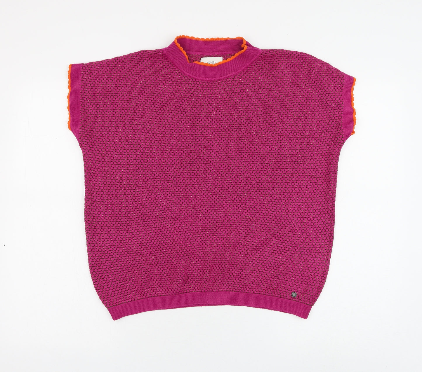 Numph Womens Pink Round Neck Geometric Viscose Pullover Jumper Size S