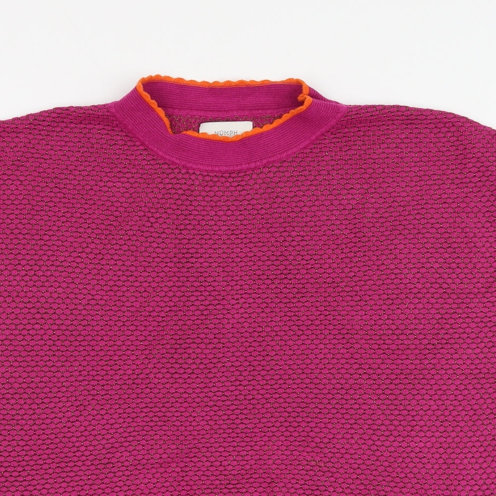 Numph Womens Pink Round Neck Geometric Viscose Pullover Jumper Size S