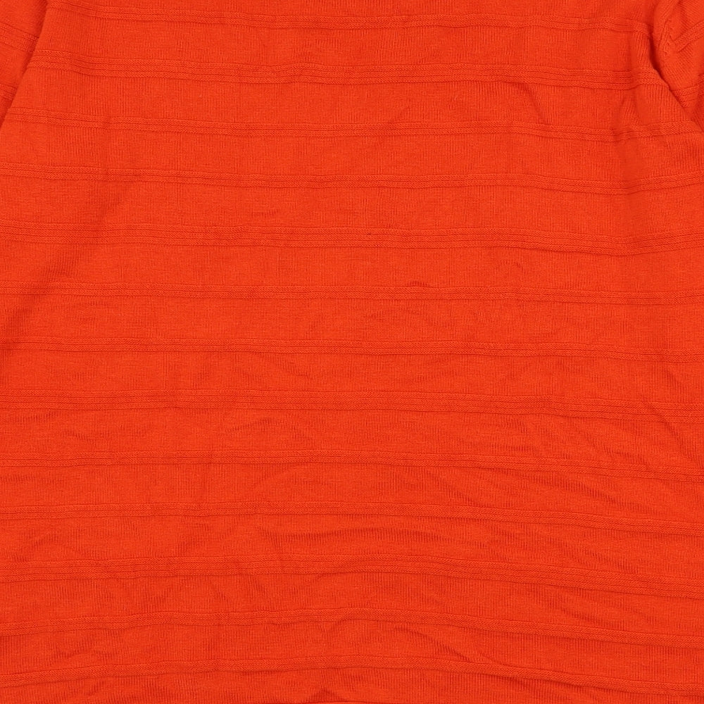 b.young Womens Orange Round Neck Striped Cotton Pullover Jumper Size L