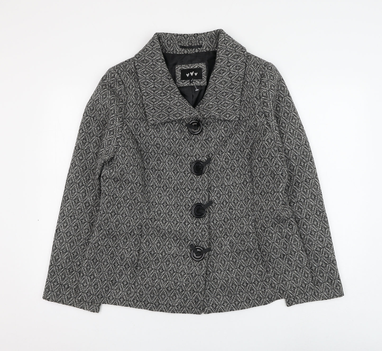 Marks and Spencer Womens Grey Geometric Jacket Blazer Size 16 Button