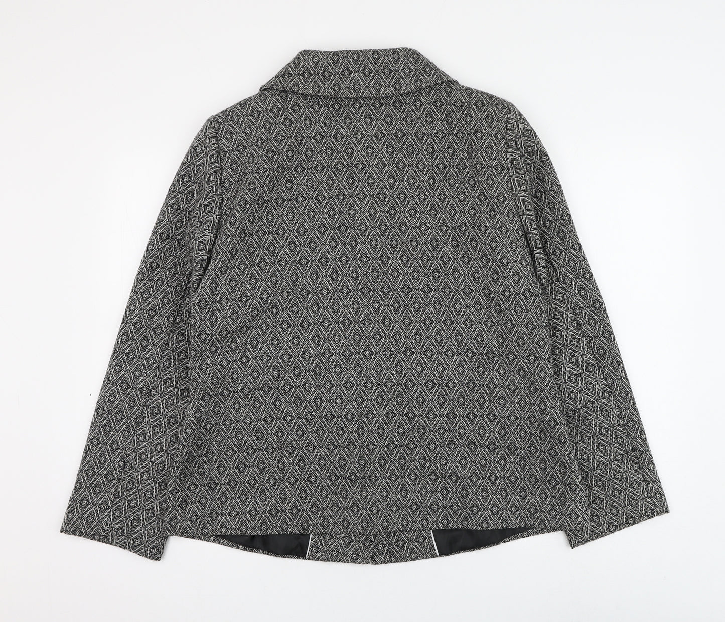 Marks and Spencer Womens Grey Geometric Jacket Blazer Size 16 Button