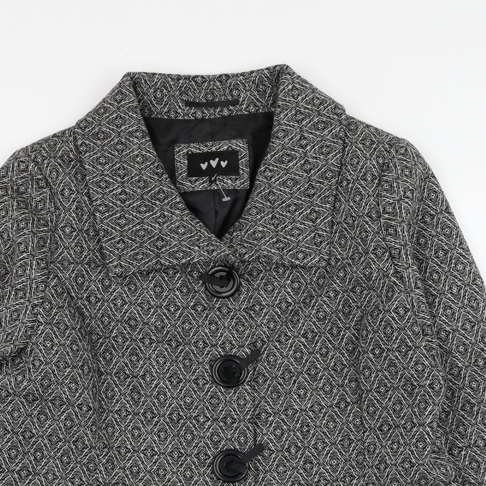 Marks and Spencer Womens Grey Geometric Jacket Blazer Size 16 Button