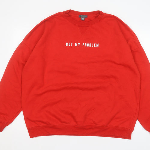 Primark Womens Red Cotton Pullover Sweatshirt Size L Pullover - Not My Problem