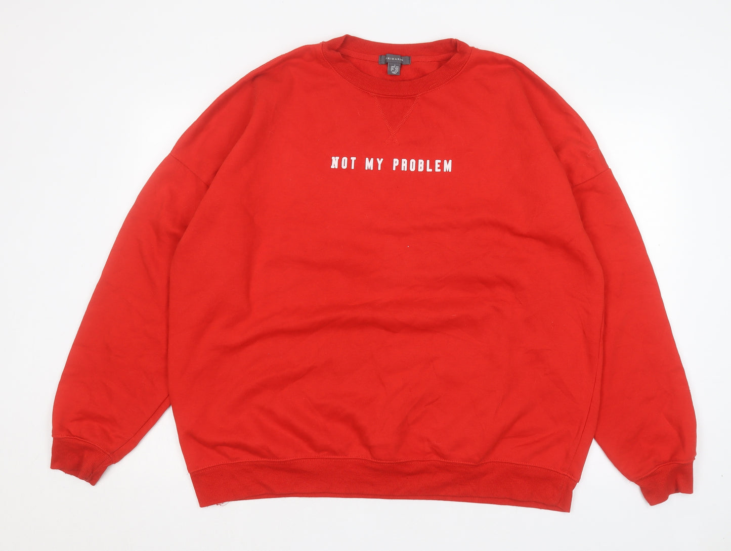 Primark Womens Red Cotton Pullover Sweatshirt Size L Pullover - Not My Problem