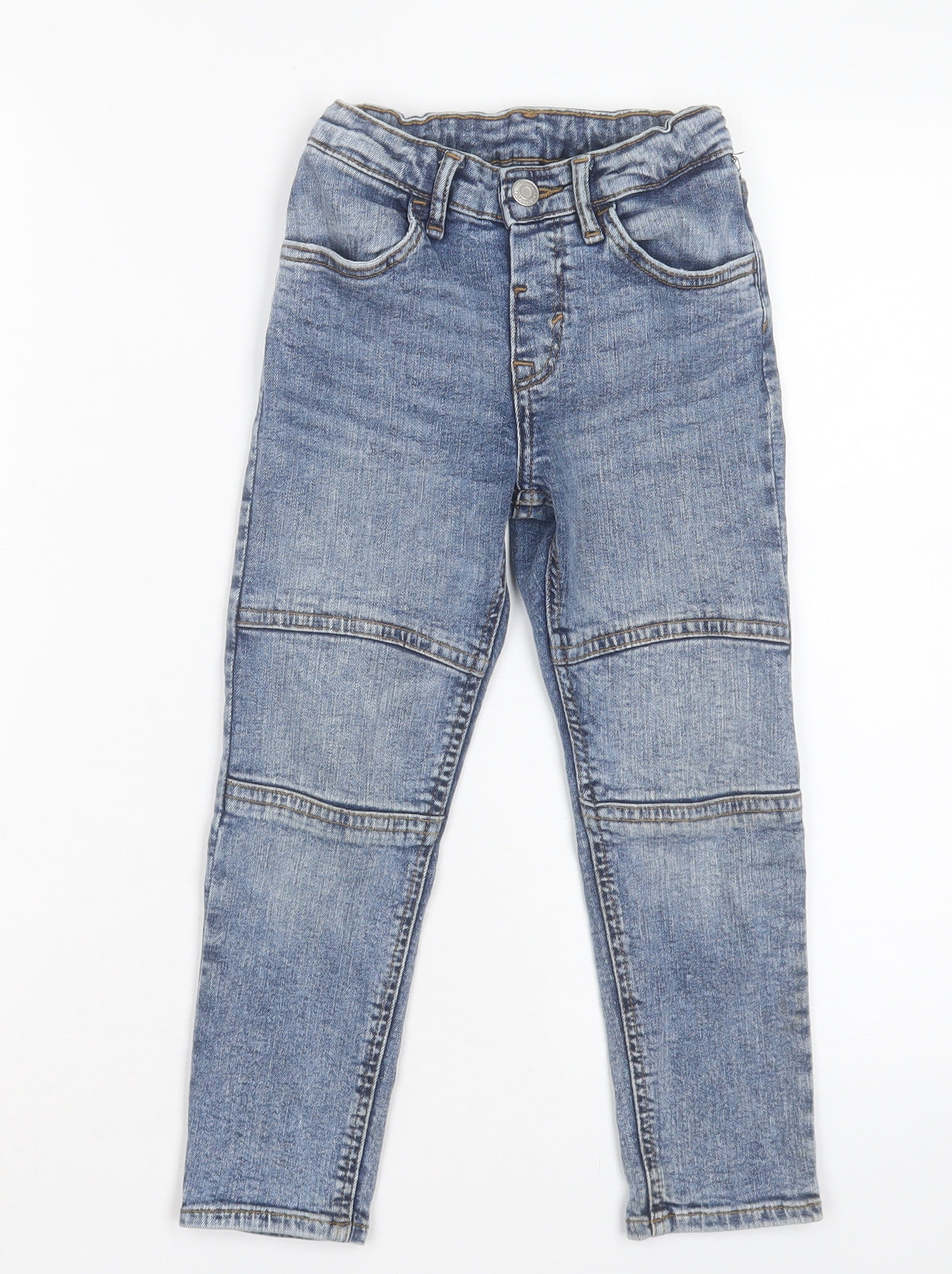 H&M Boys Blue Cotton Straight Jeans Size 4-5 Years Regular Button