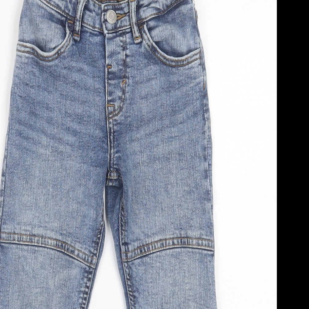 H&M Boys Blue Cotton Straight Jeans Size 4-5 Years Regular Button