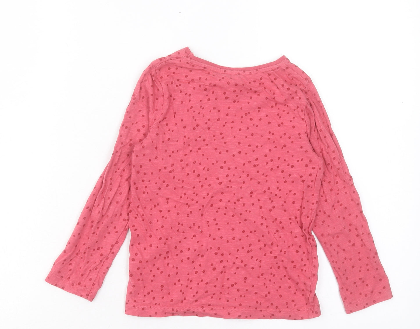 f& Girls Pink Animal Print Cotton Basic Casual Size 5-6 Years Crew Neck Pullover