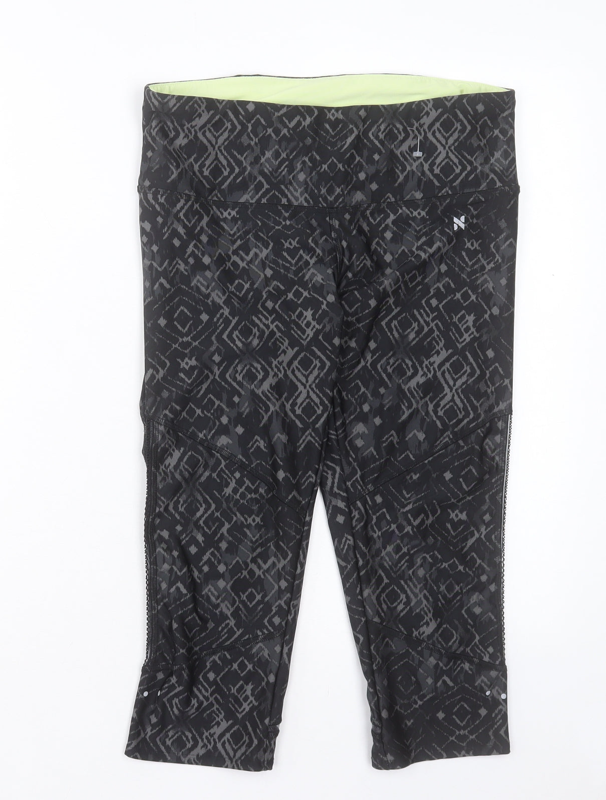 NEXT Womens Black Geometric Polyester Cropped Leggings Size 12 L20 in Regular Pullover