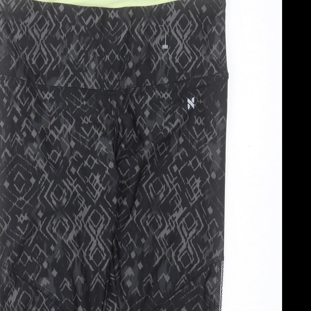 NEXT Womens Black Geometric Polyester Cropped Leggings Size 12 L20 in Regular Pullover