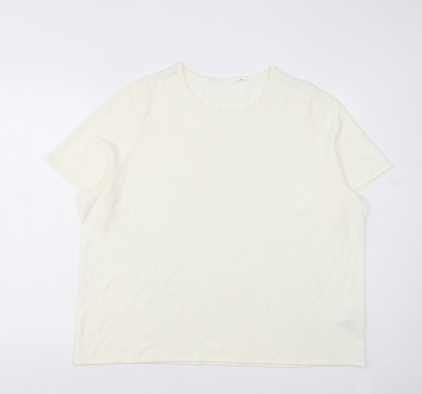 Bonmarché Womens Ivory Crew Neck Acrylic Pullover Jumper Size 24