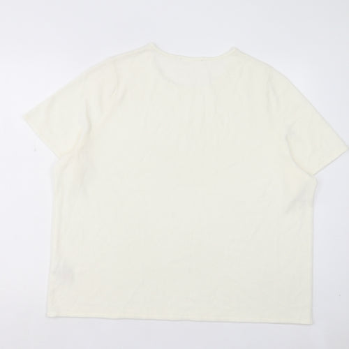 Bonmarché Womens Ivory Crew Neck Acrylic Pullover Jumper Size 24