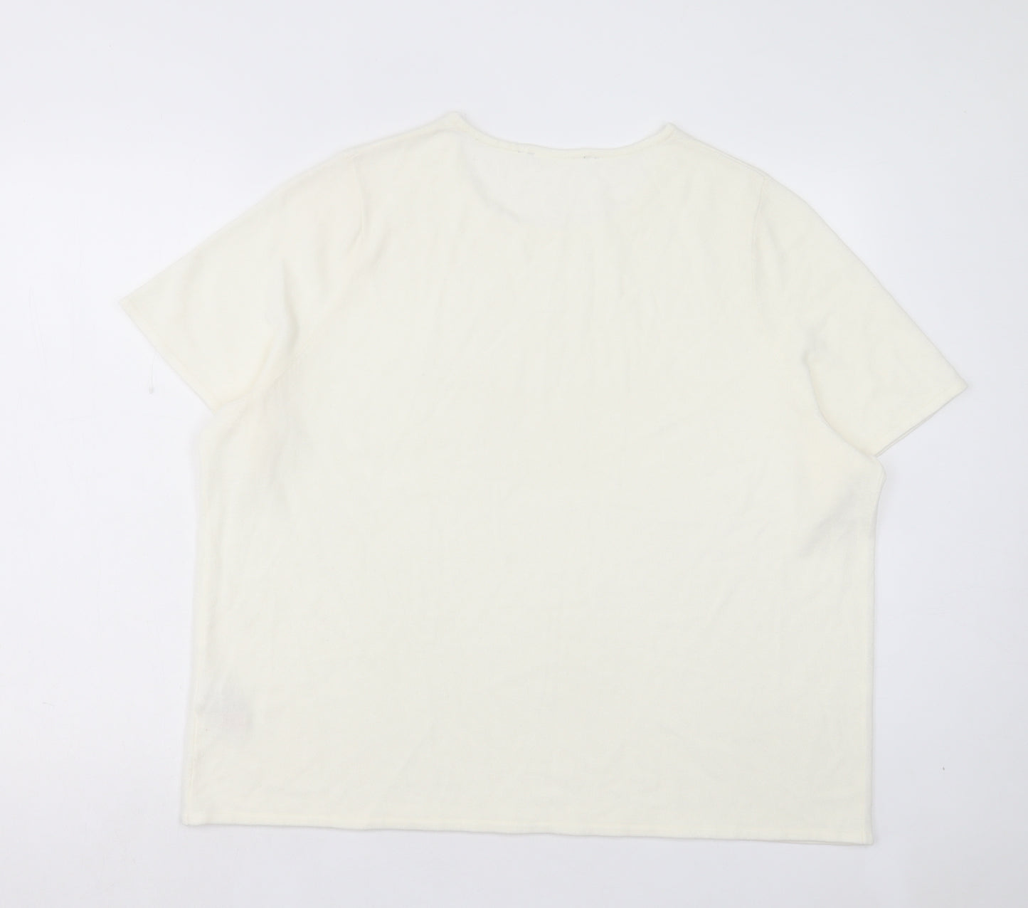 Bonmarché Womens Ivory Crew Neck Acrylic Pullover Jumper Size 24
