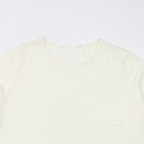 Bonmarché Womens Ivory Crew Neck Acrylic Pullover Jumper Size 24