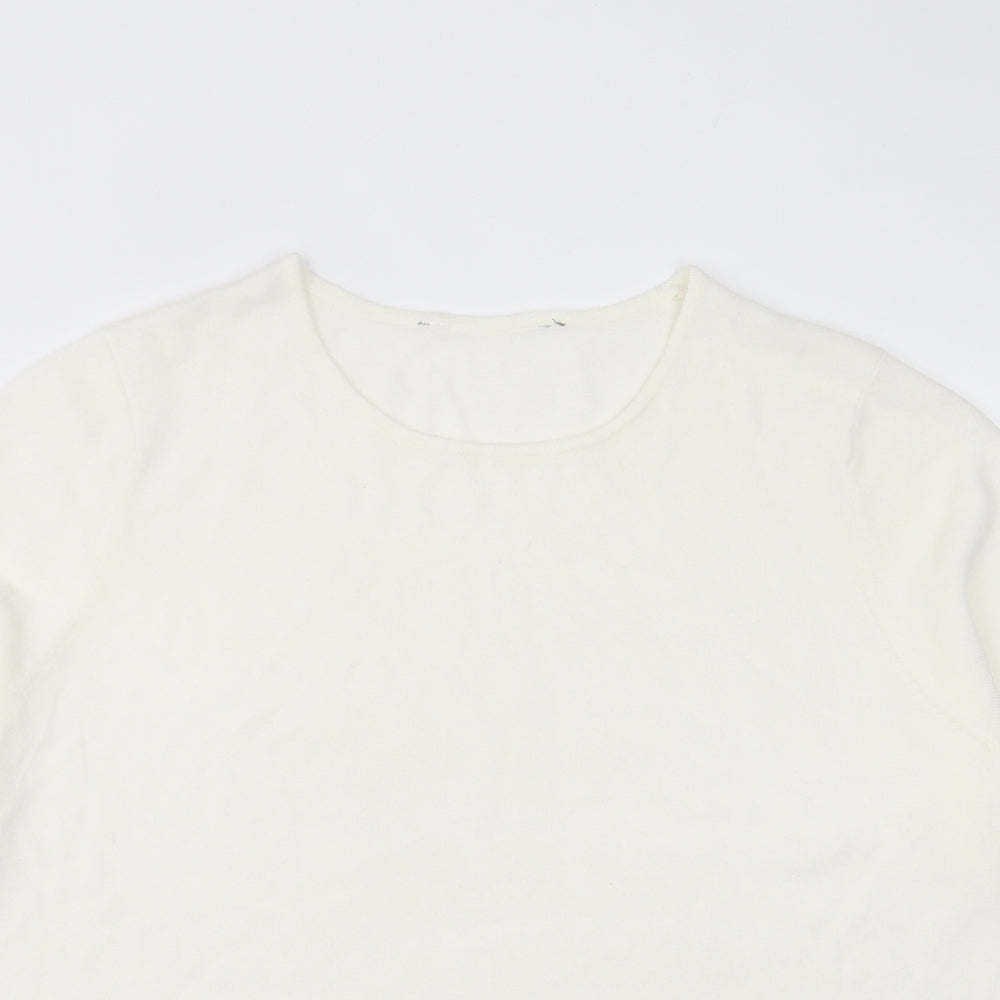 Bonmarché Womens Ivory Crew Neck Acrylic Pullover Jumper Size 24